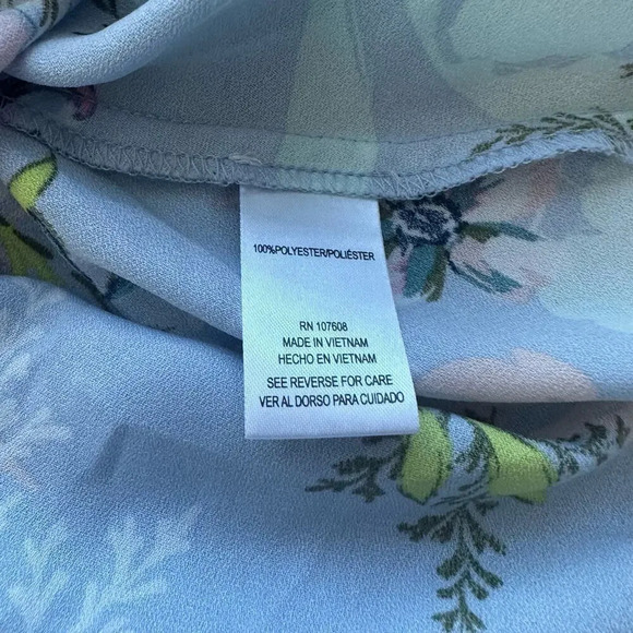 Nicole Miller Light Blue Floral Sleeveless Swing Drop Waist Dress Size 6 - Picture 9 of 12